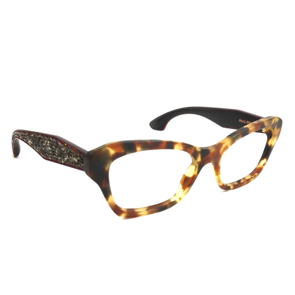Miu Miu Eyeglasses Frames VMU05O UA5-1O1 Matte Tortoise Crystals 51-17-145